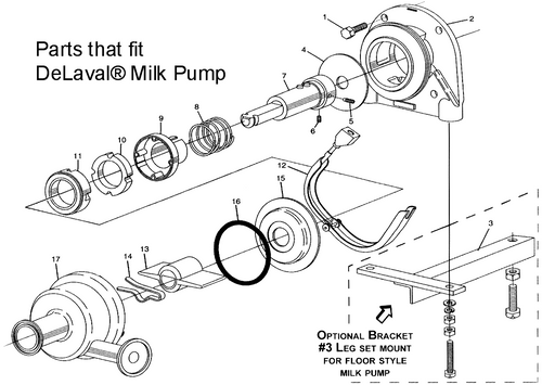 Milk Pump Seal Kit for DeLaval (5 piece) Hamby Dairy Supply